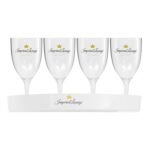 Glass og fat med logo