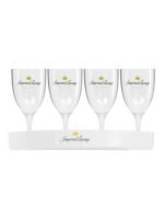Glass og fat med logo