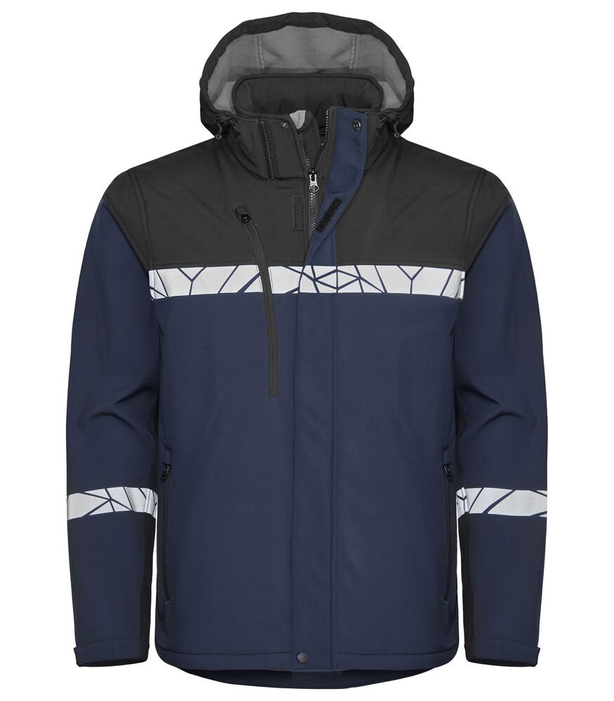 647400-5899_Navy_Black_Front 7400 Softshelljakke - Bilde 1